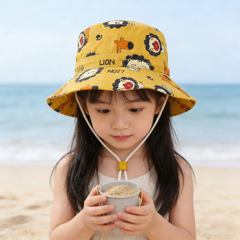 Unisex nan children's sun hat with adjustable chin strap, wide brim and imaginative unicorn print Mune Fashion