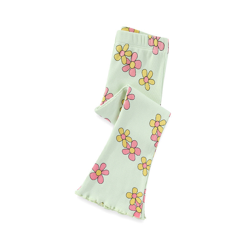 Girls Flared Leggings with Floral Design Mune Fashion