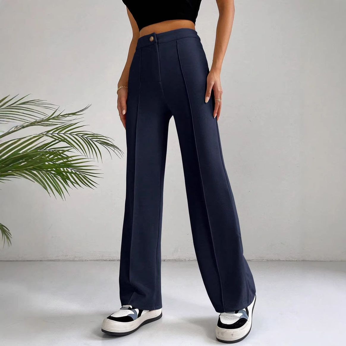 Ladies Elegant and high-cut fabric trousers Mune Fashion