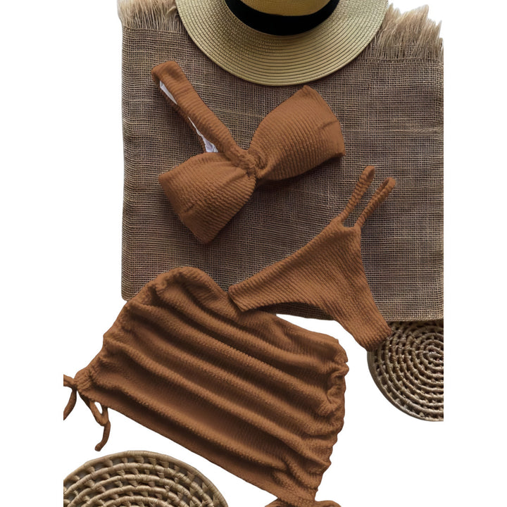 Ladies Bandeau Bikini Set with Ruching Mune Fashion