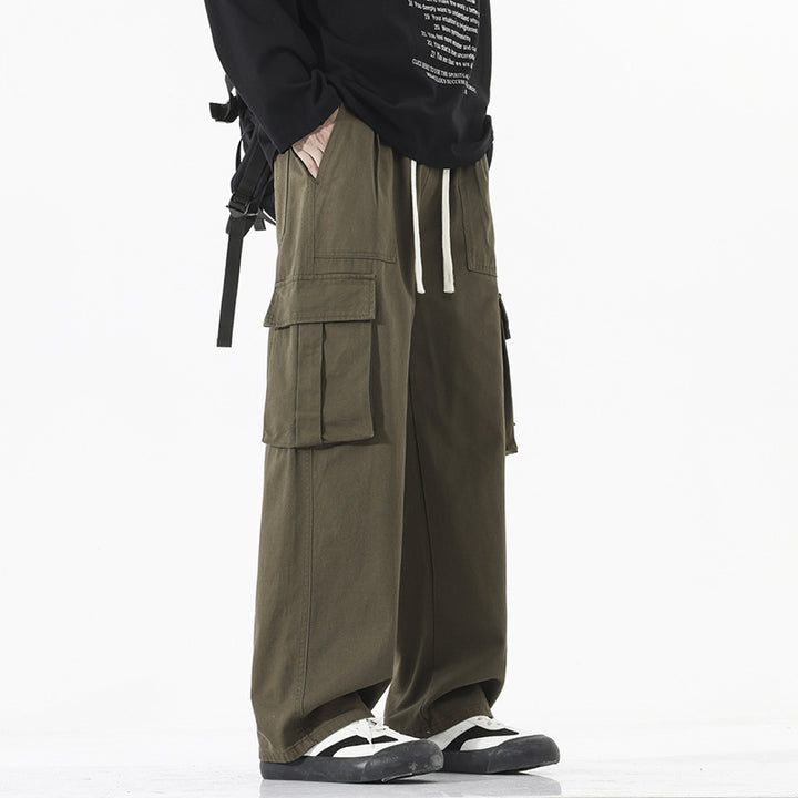 Men's Wide Cut Cargo Pants in Palazzo Cut with Drawstring Waist and XXL Flap Pockets Mune Fashion