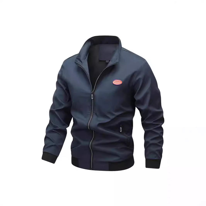 Men's Lightweight Zip-Up Bomber Style Training Jacket with Stand-Up Collar and Wind-Resistant Microfiber Shell Mune Fashion