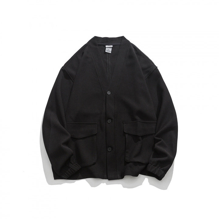 Unisex Oversize cardigan with large flap pockets and waffle texture Mune Fashion