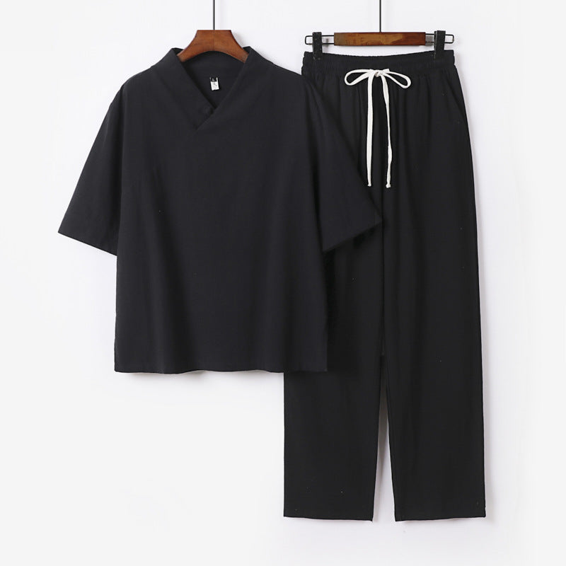 Unisex Lightweight Kimono Loungewear Set with V-Neck and Drawstring Pants Mune Fashion