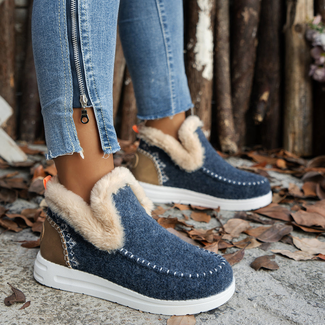 Women's Cozy Felt Slippers with Teddy Lining and Non-Slip Sole Mune Fashion