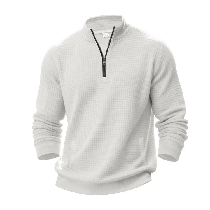 Men's structured half-zip waffle knit pullover with stand-up collar Mune Fashion