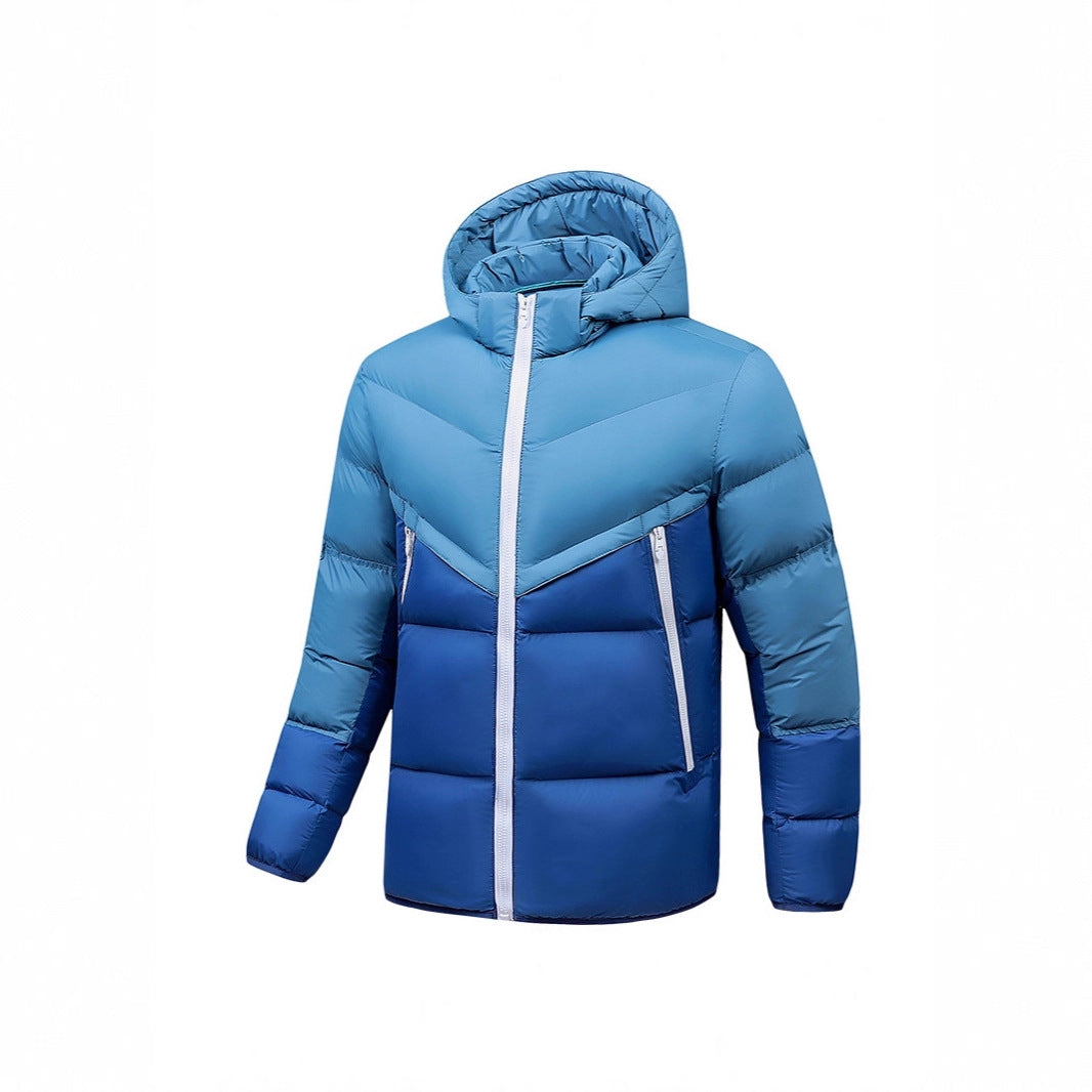 Men's Lightweight Down-Look Padded Jacket with Hood, Windproof Thermal Insulation and Vertical Zip Pockets Mune Fashion