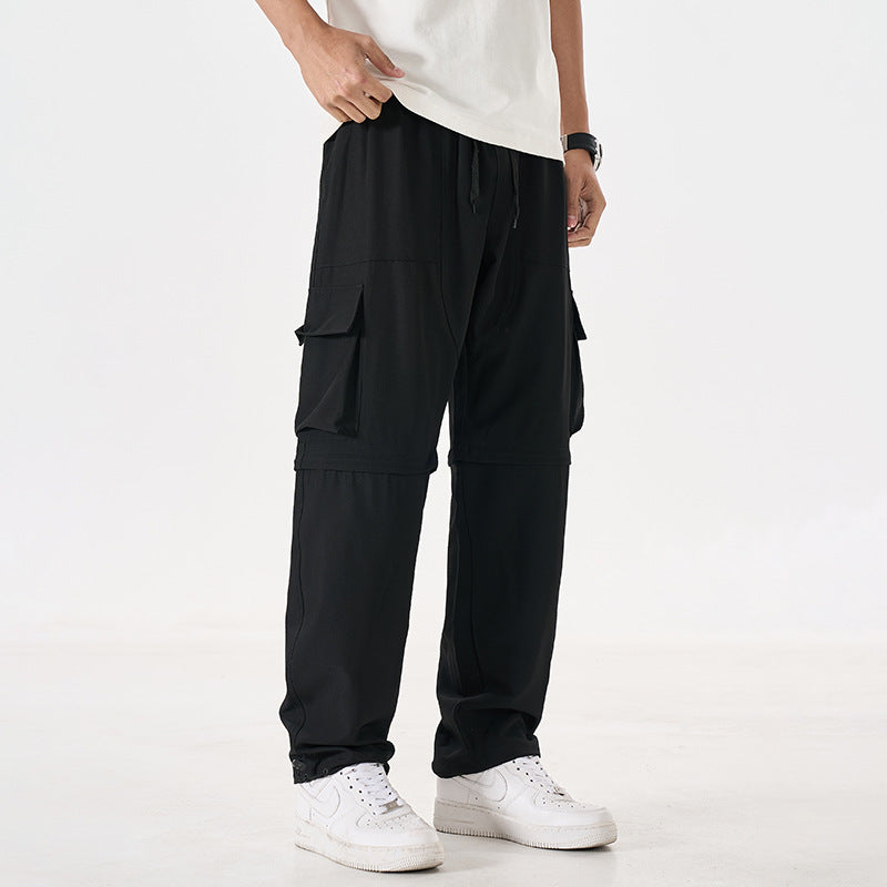 Men's convertible cargo zip pants with removable thighs, oversized flap pockets, and elastic drawstring waistband Mune Fashion