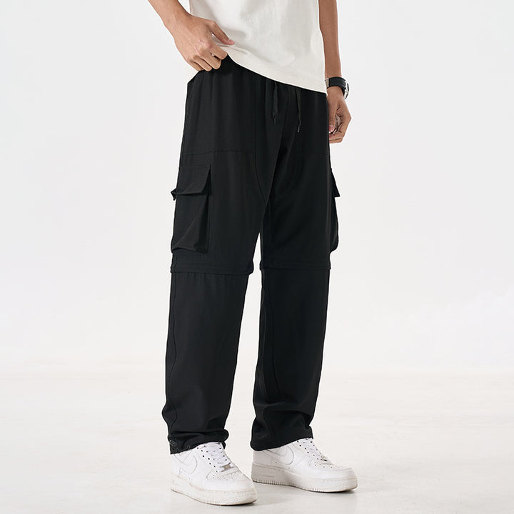 Men's convertible cargo zip pants with removable thighs, oversized flap pockets, and elastic drawstring waistband Mune Fashion