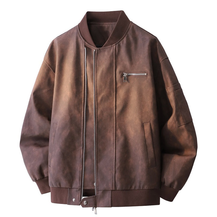 Men's Oversize Bomber Jacket in Utility Look with Arm Pocket, Ribbed Cuffs & Concealed Zipper Mune Fashion