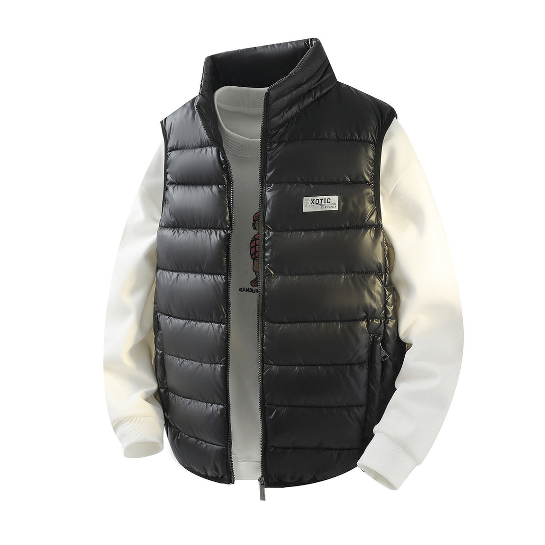 Men's quilted vest with high stand-up collar and shiny thermal filling Mune Fashion