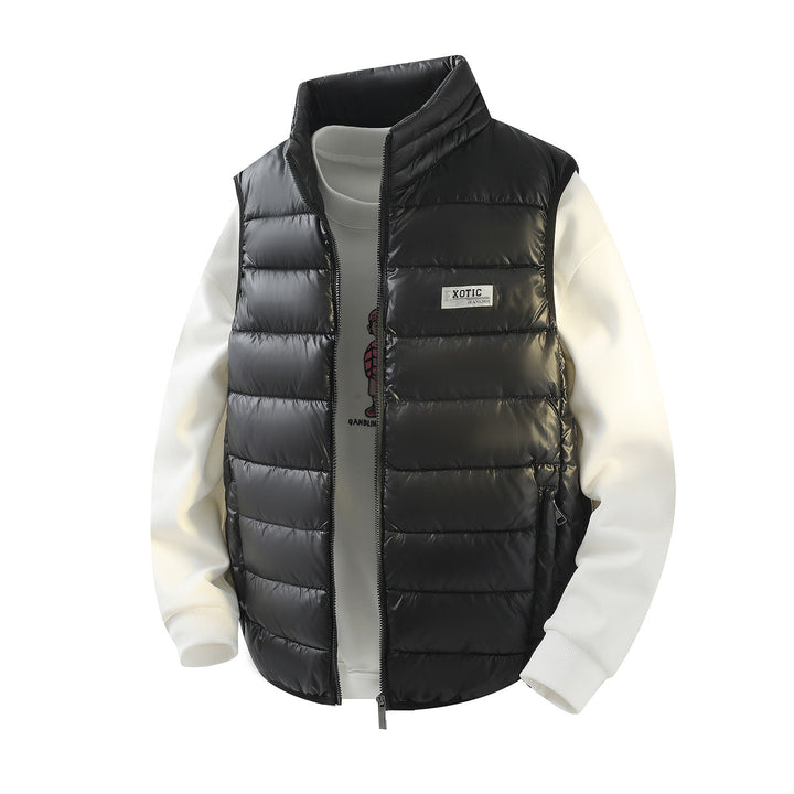 Men's quilted vest with high stand-up collar and shiny thermal filling Mune Fashion