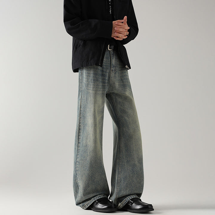 Men's Wide Flared Jeans made from washed denim with subtle fade effects Mune Fashion