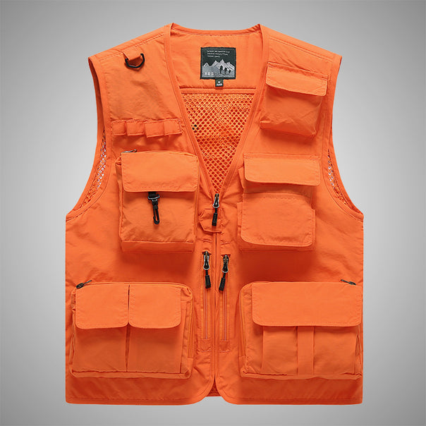 Men's Multifunctional Utility Vest with Multiple Pockets, Mesh Lining and Zipper Front Mune Fashion