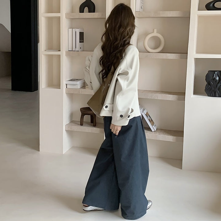 Women's Oversized Short Jacket with Dropped Shoulders and Large Button Placket Mune Fashion