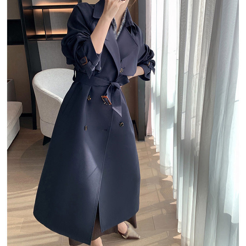 Women's trench coat with double button placket and waist belt Mune Fashion