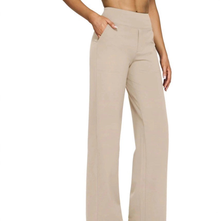Women wide-cut Palazzo pants with high-cut comfort waistband and side pockets Mune Fashion