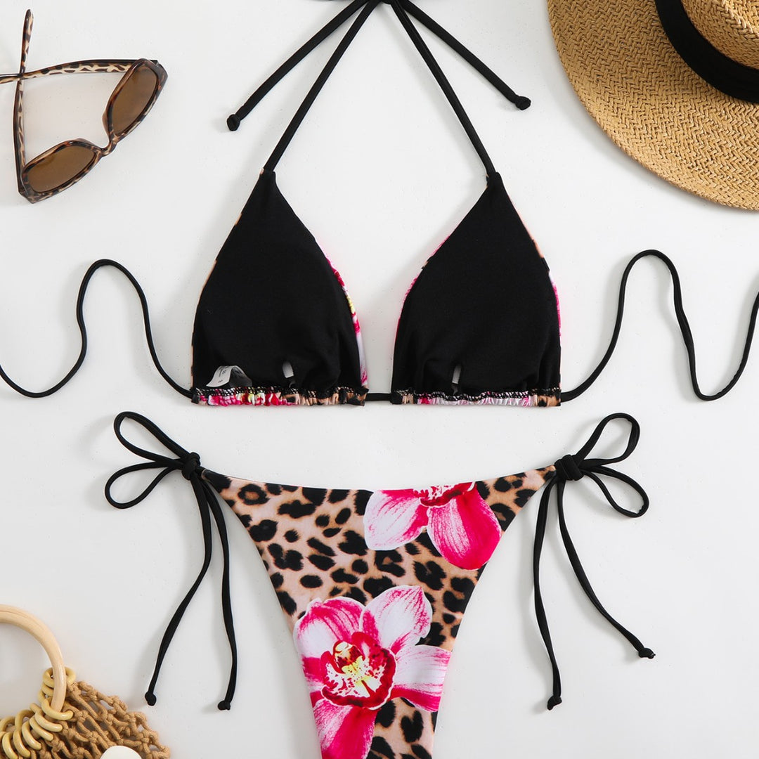 Ladies triangle bikini with floral and animal print Mune Fashion