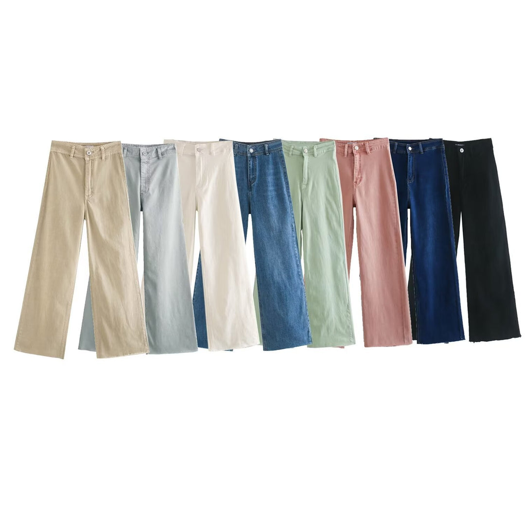 Women's loose high-waist worker pants with patch back pockets Mune Fashion