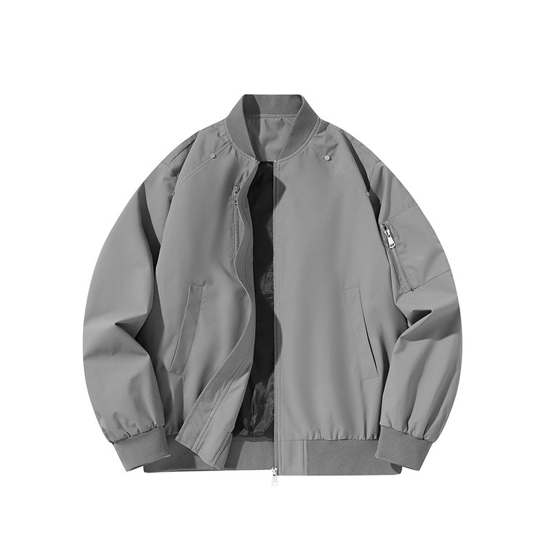 Men's  minimalist matte-shell relaxed-fit flight bomber jacket with sleeve utility zip pocket Mune Fashion