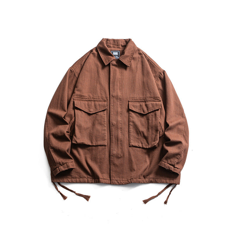 Men's Boxy Utility Blouson Jacket made of canvas with patch pockets and drawstring hem Mune Fashion