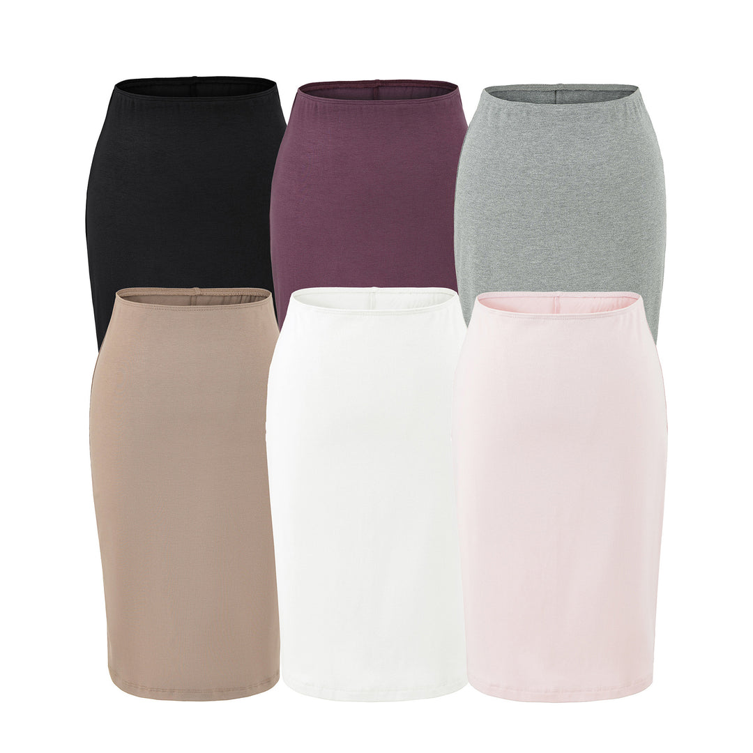 Ladies' Fitted Midi Skirt made of Fine Knitwear with Elastic Waistband Mune Fashion