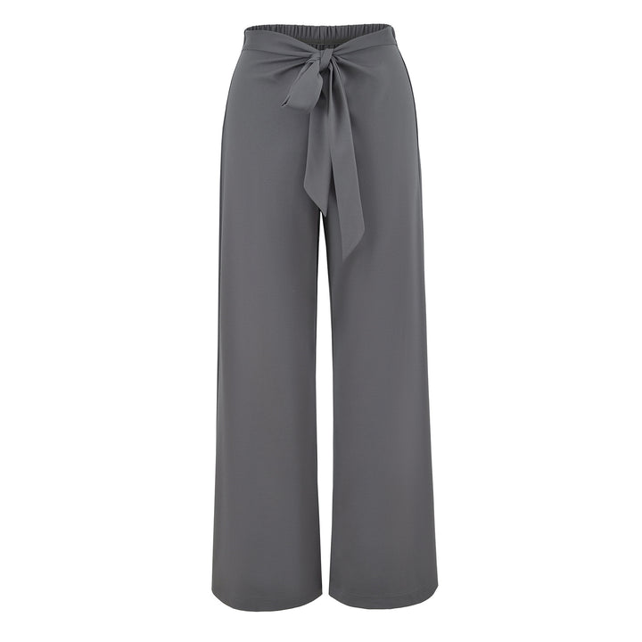 Ladies High-Waisted Wide Palazzo Trousers with Tied Belt Mune Fashion