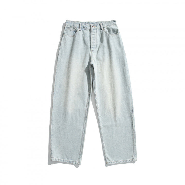 Women's Relaxed Fit Straight-Leg Denim Pants with High Waist and Soft Stonewash Details Mune Fashion