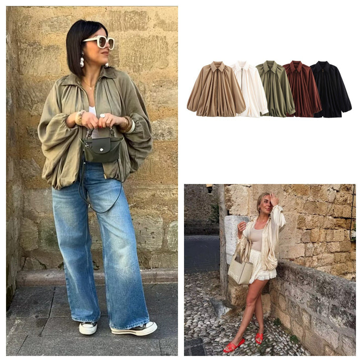 Mune | Women's Lightweight Oversized Blouse Shirt with Ruffle Design