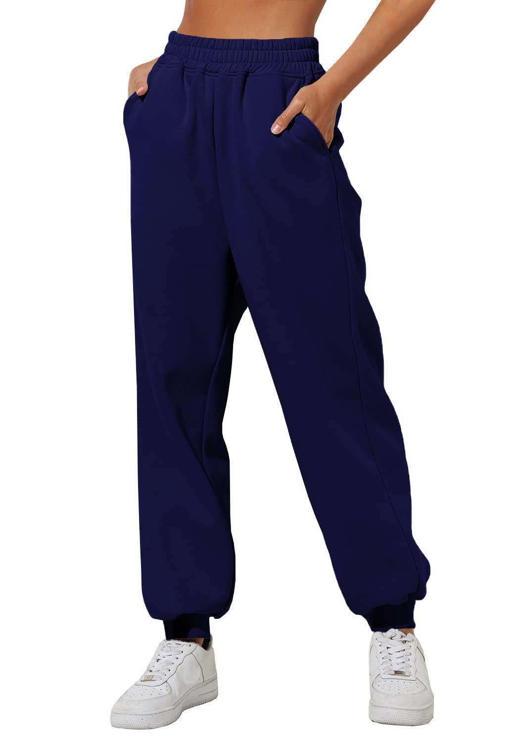 Women's relaxed high-waist jogging pants with double-layer comfort waistband, side pockets, and gathered ankle cuffs Mune Fashion