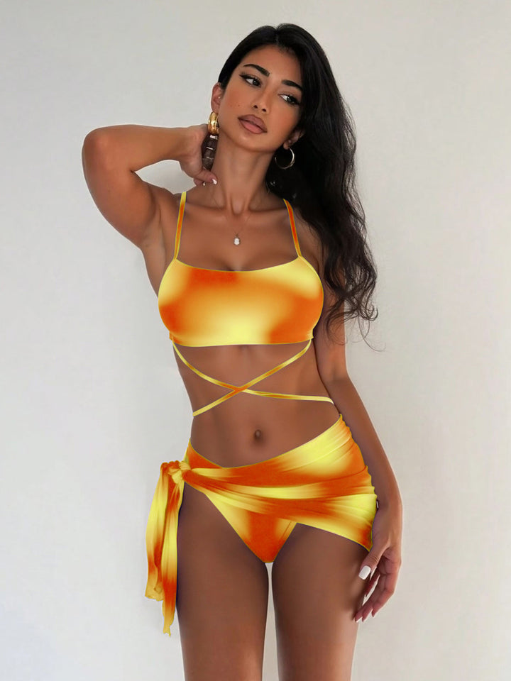 Women's bikini set with innovative wrap skirt and stylish ties Mune Fashion