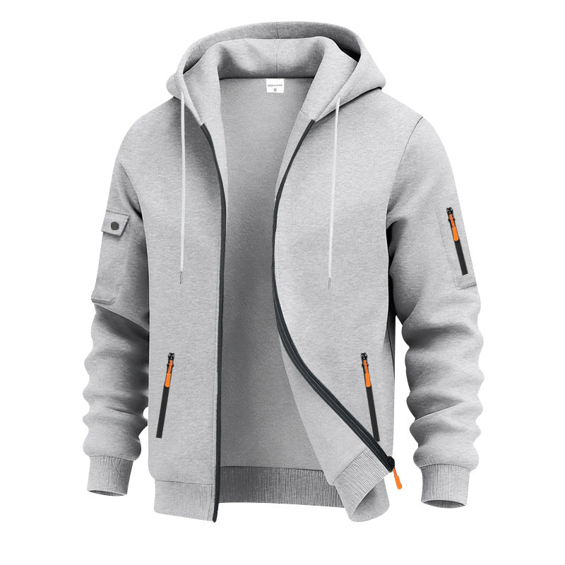 Men's nan technical zip hoodie jacket with water-repellent zipper pockets, hood, and reinforced sleeve piping Mune Fashion