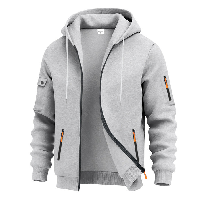 Men's nan technical zip hoodie jacket with water-repellent zipper pockets, hood, and reinforced sleeve piping Mune Fashion