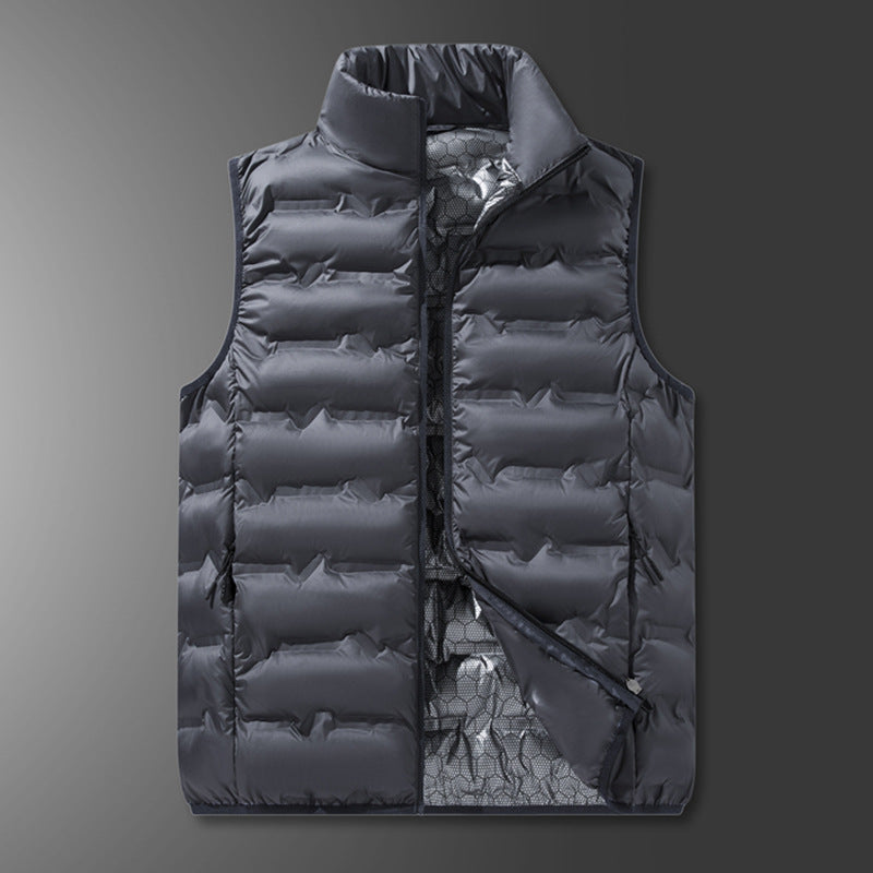 Men's ultra-light quilted thermal insulation vest with mesh lining and stand-up collar Mune Fashion