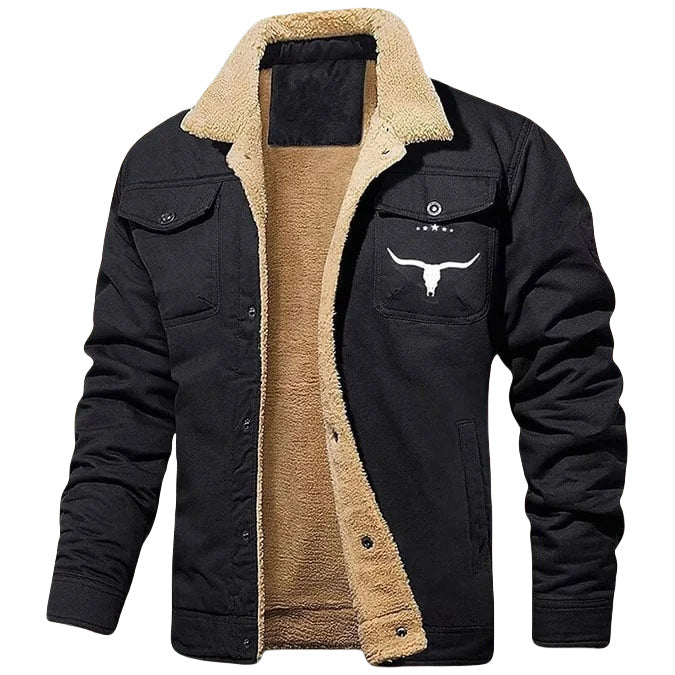 Men's padded sherpa canvas jacket with button placket and chest pockets Mune Fashion