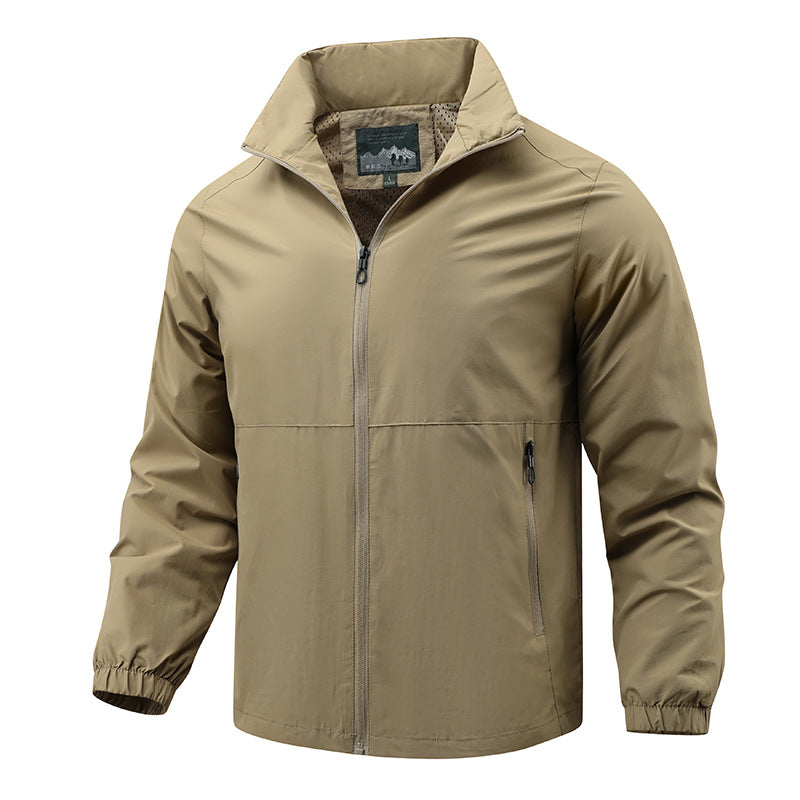 Men's lightweight windproof transitional jacket with high collar and zipper Mune Fashion