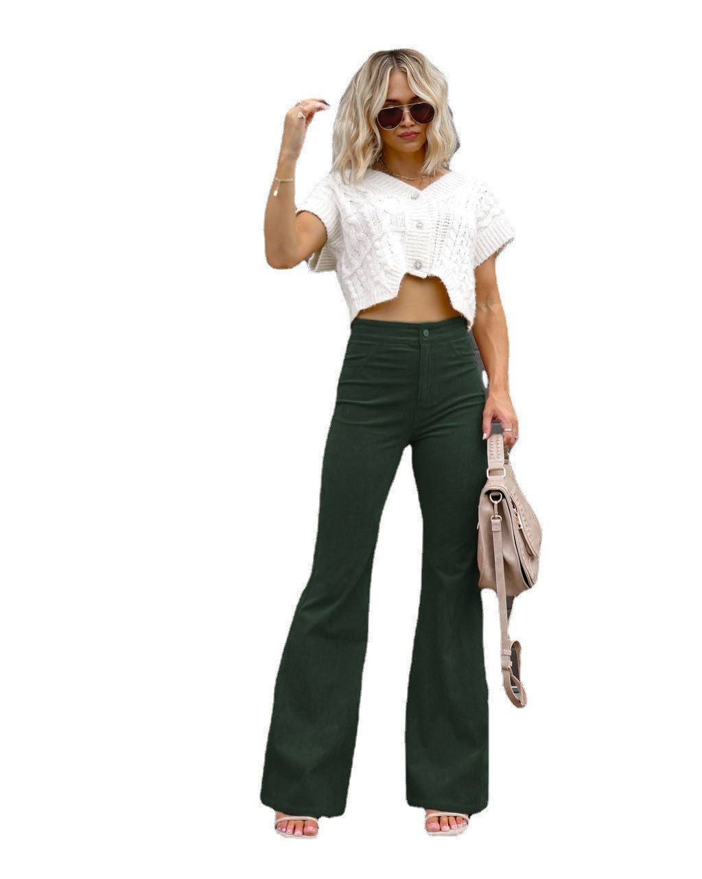 Women high-waisted flared trousers with a fitted hip area and wide leg Mune Fashion