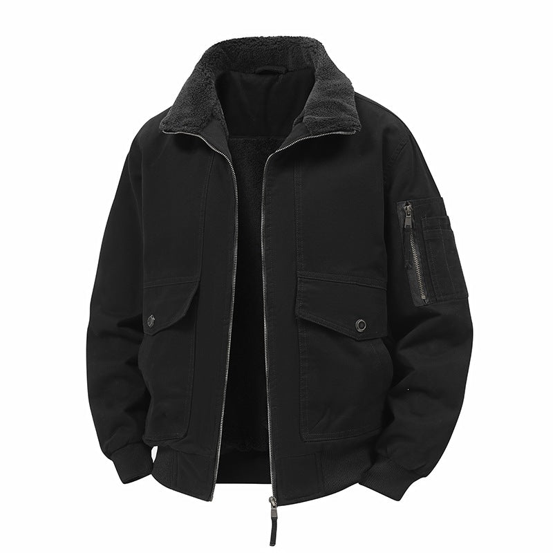 Men's Warm Bomber Jacket with Teddy Lining and Utility Pockets Mune Fashion