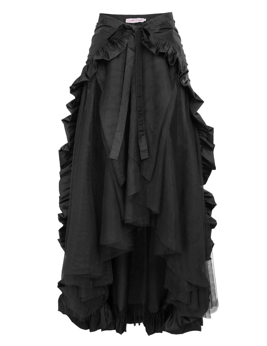 Ladies nan maxi skirt with layered ruffles, asymmetrical flounce and belted tie Mune Fashion