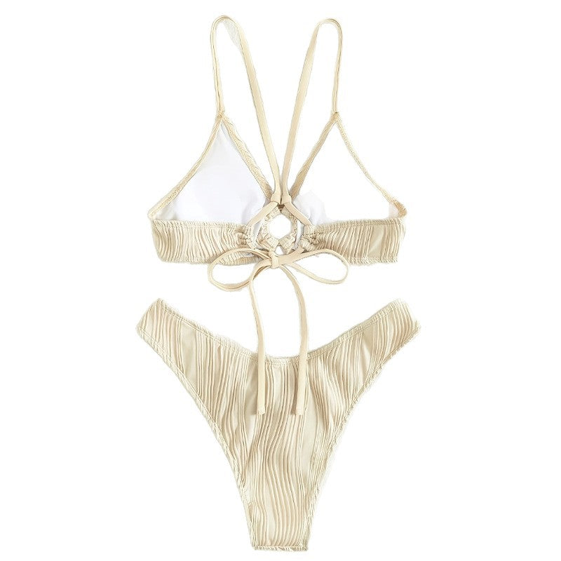 Women's Bicolor Pleated Bikini Set Mune Fashion