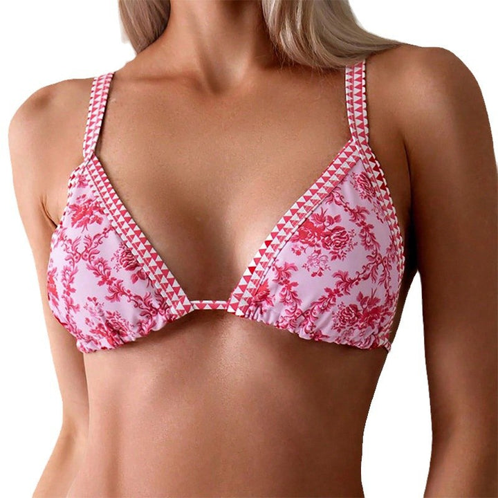 Women's triangle bikini with romantic floral design and decorative straps Mune Fashion