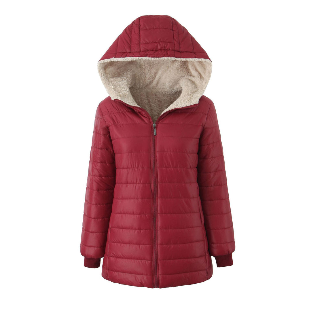 Women's quilted coat with teddy lining, hood, and warming padding Mune Fashion