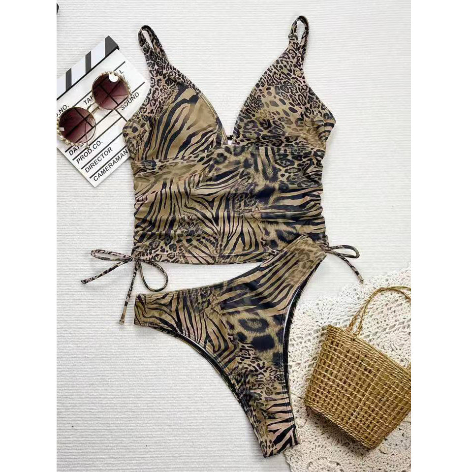 Women's bikini set with sophisticated leopard pattern and adjustable straps Mune Fashion