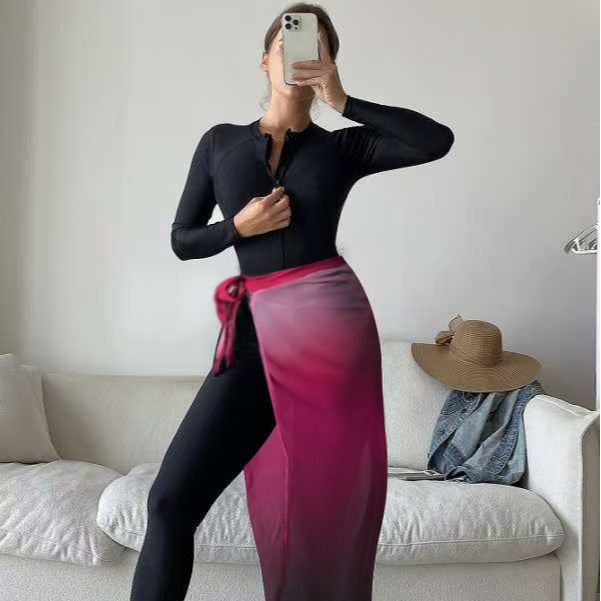 Women Sporty UV Protection Swimsuit with Wrap Skirt Mune Fashion