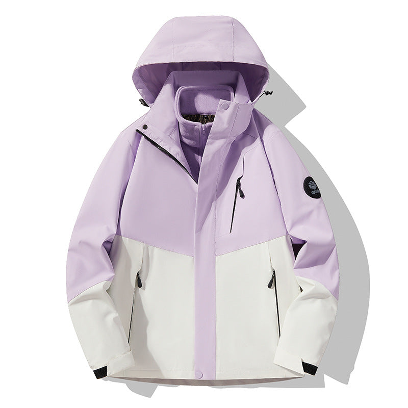 Men's three-layer breathable softshell trekking jacket with integrated fleece collar and adjustable hood Mune Fashion