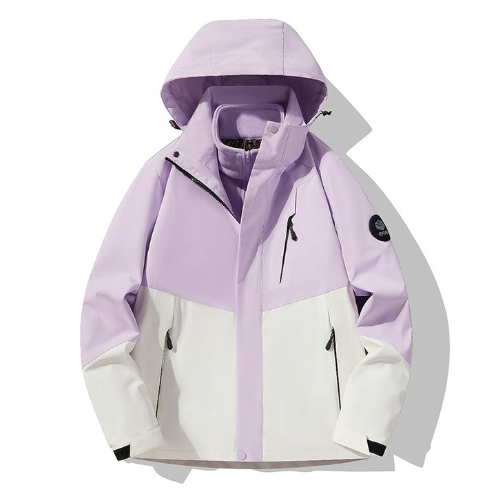 Men's three-layer breathable softshell trekking jacket with integrated fleece collar and adjustable hood Mune Fashion