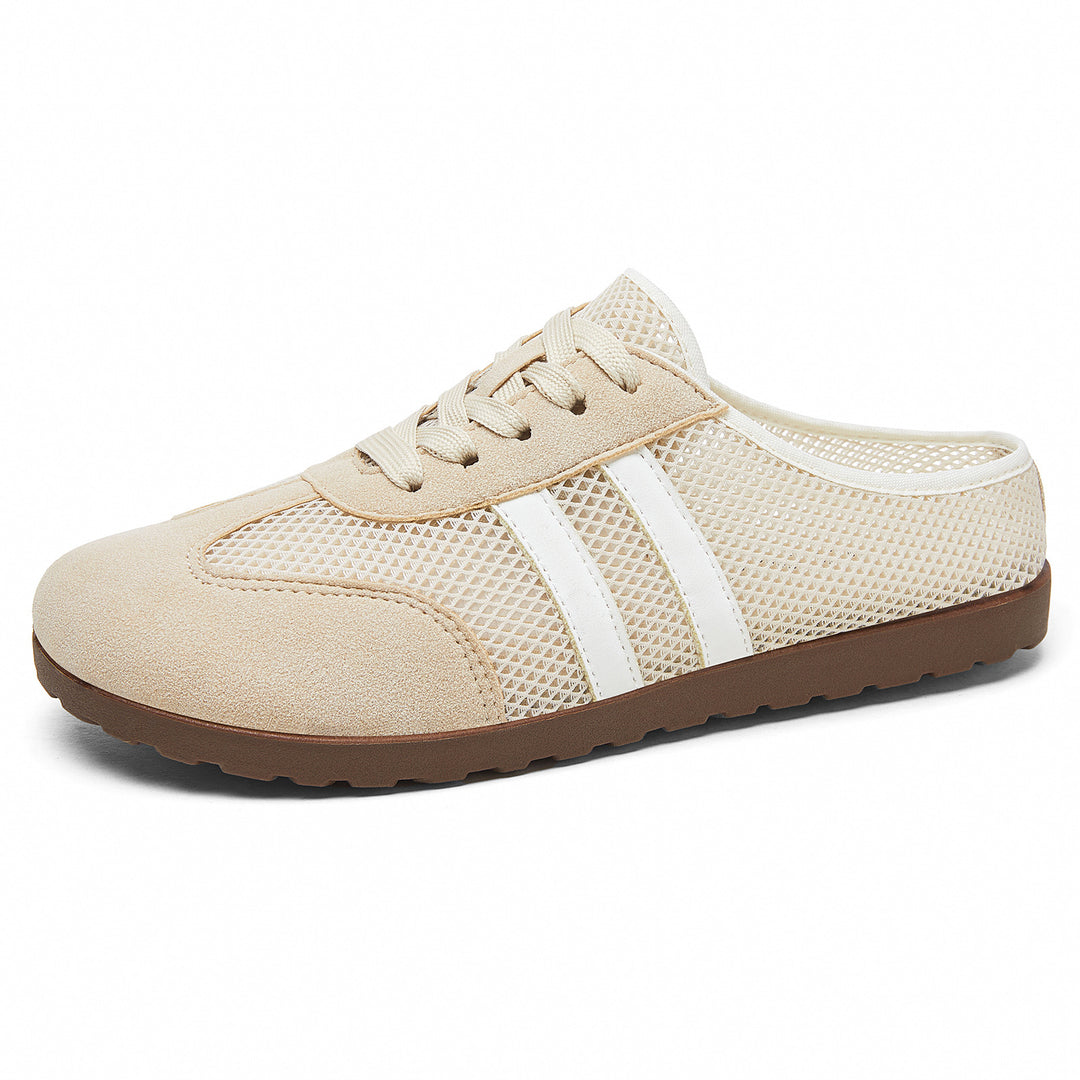 Ladies' breathable slip-on mule sneakers with mesh upper and suede trim Mune Fashion