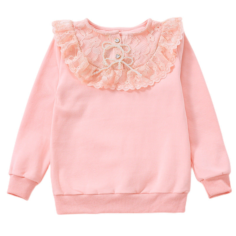 Girl sweatshirt with romantic lace collar Mune Fashion