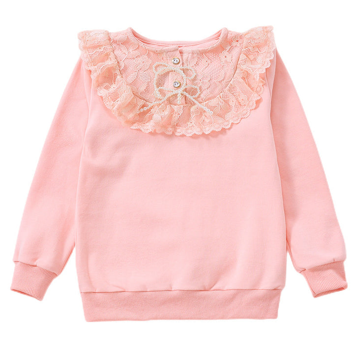Girl sweatshirt with romantic lace collar Mune Fashion