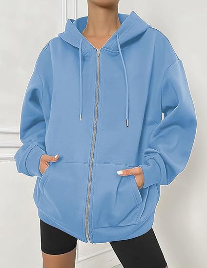 Women's oversized zip hoodie with contrasting zipper, double-layered hood and kangaroo pocket Mune Fashion